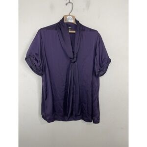 Mossimo Womens Shirt 28 Purple Jewel Tone Plum Satin Holiday‎ Event Evening